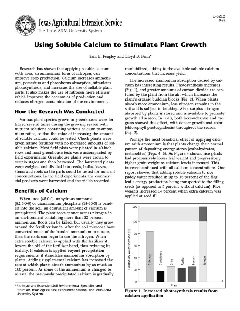 Using Soluble Calcium To Stimulate Plant Growth